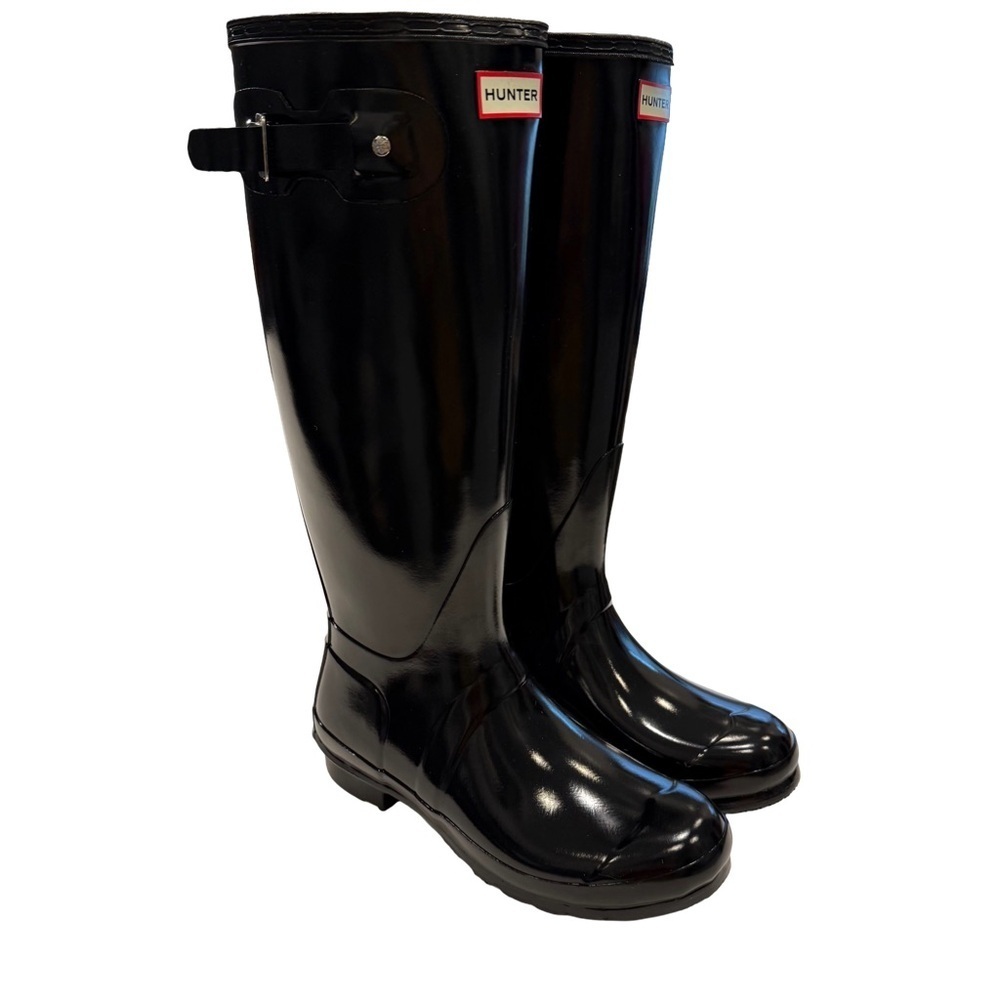 Hinter Original Tall Women’s Gloss Black Boots rainboots Size 9 NIB - Picture 2 of 10